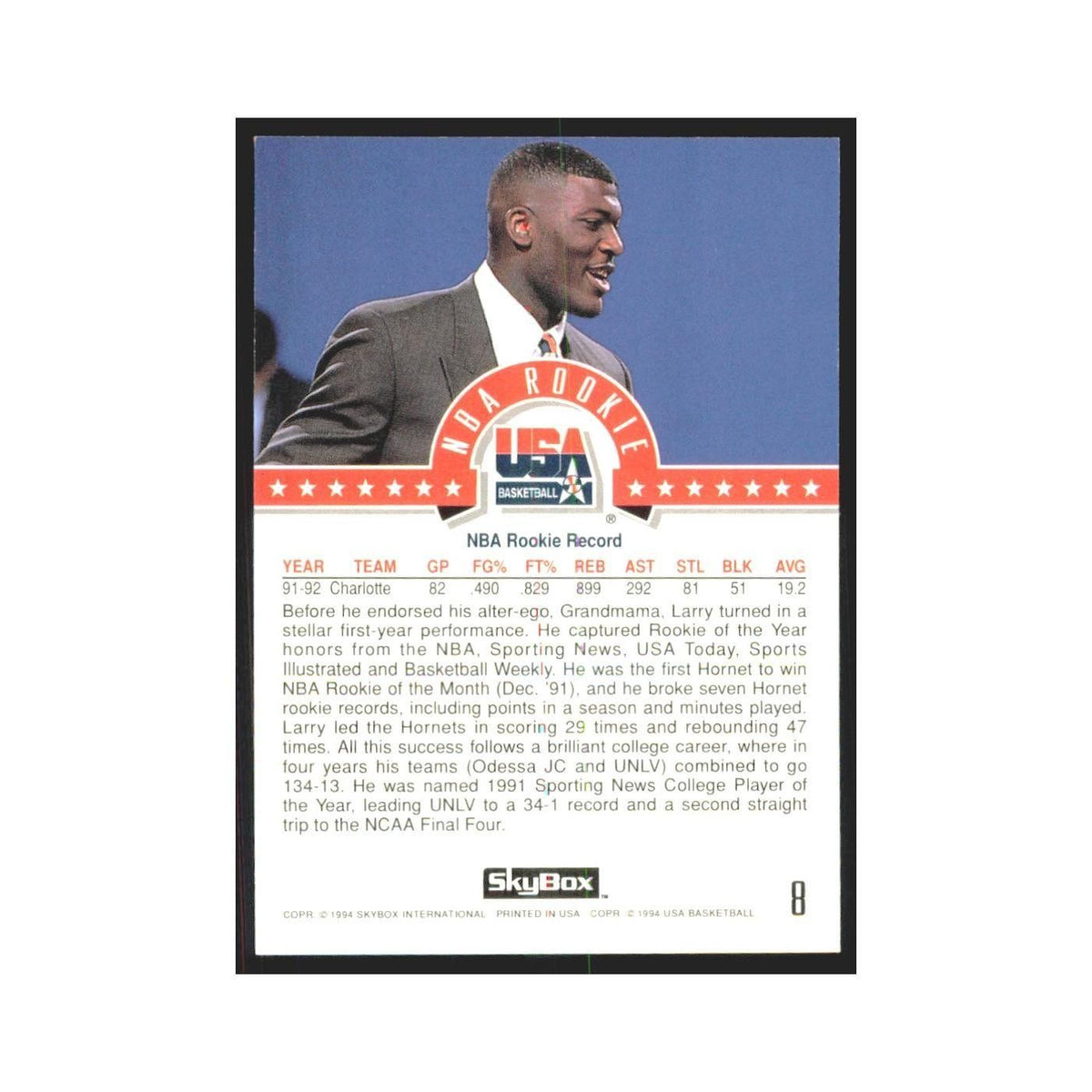 1994 SkyBox USA Larry Johnson USA #8