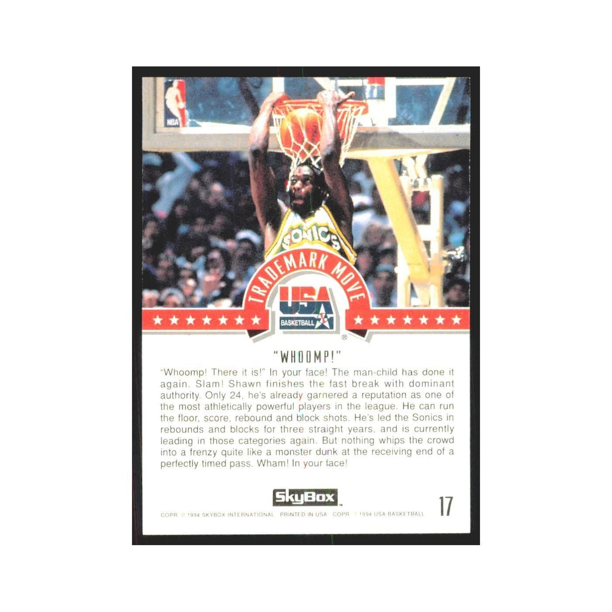 1994 SkyBox USA Shawn Kemp USA #17