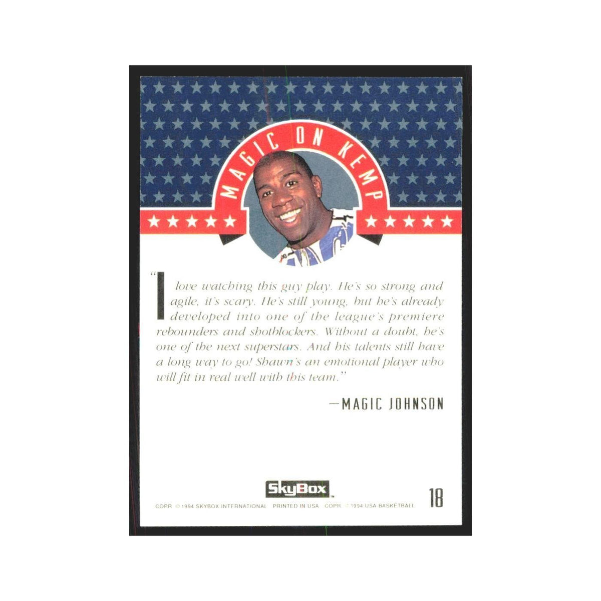 1994 SkyBox USA Shawn Kemp USA #18