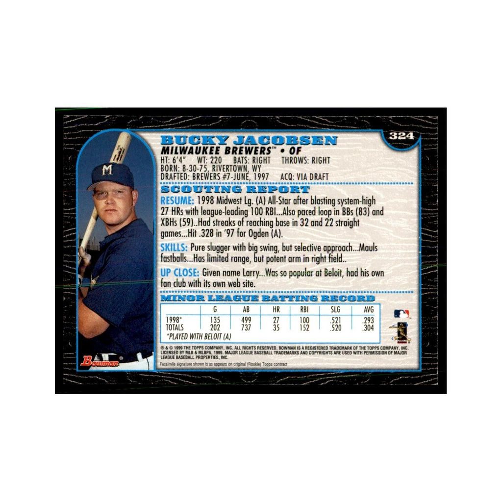 1999 Bowman Bucky Jacobsen Baseball Cards #324