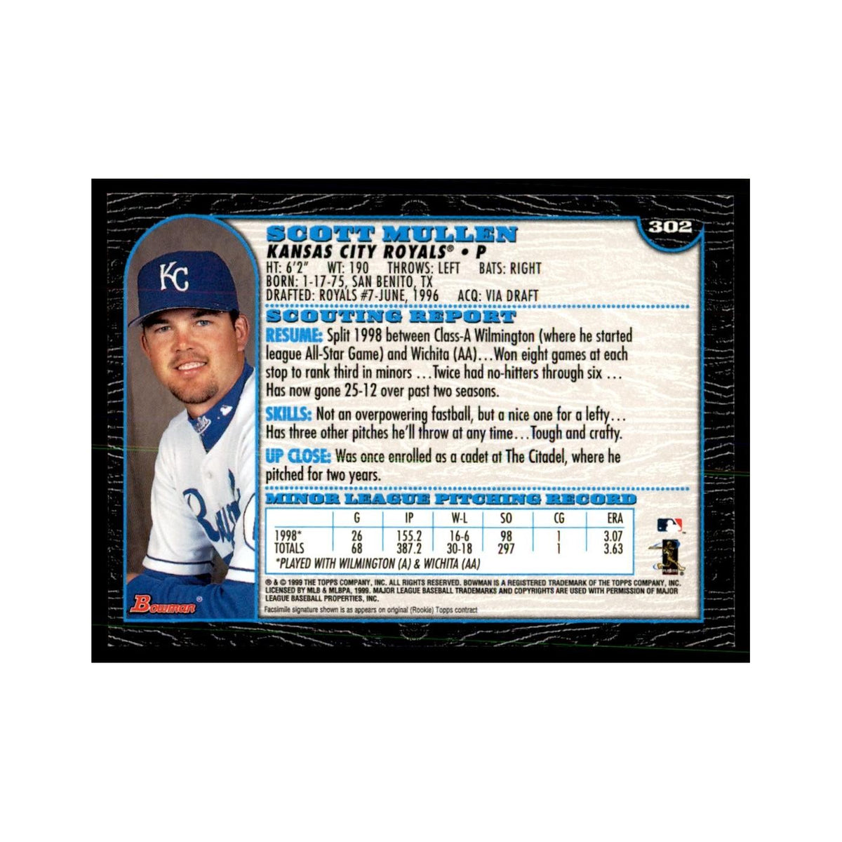 1999 Bowman Scott Mullen Baseball Cards #302