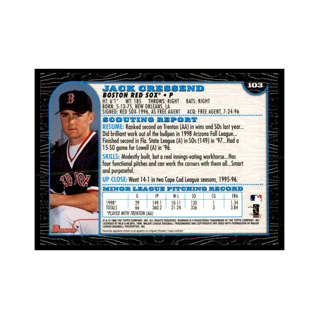 1999 Bowman Jack Cressend Baseball Cards #103