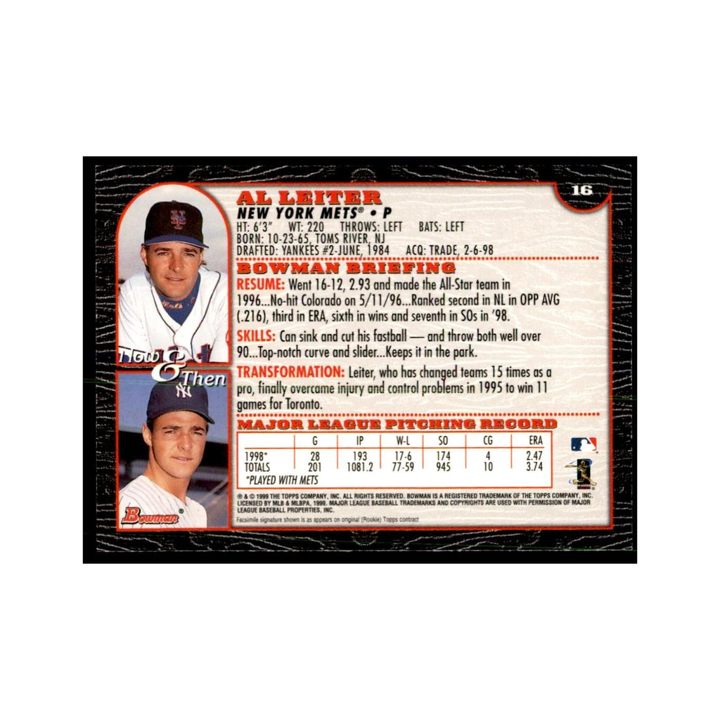 1999 Bowman Al Leiter Baseball Cards #16