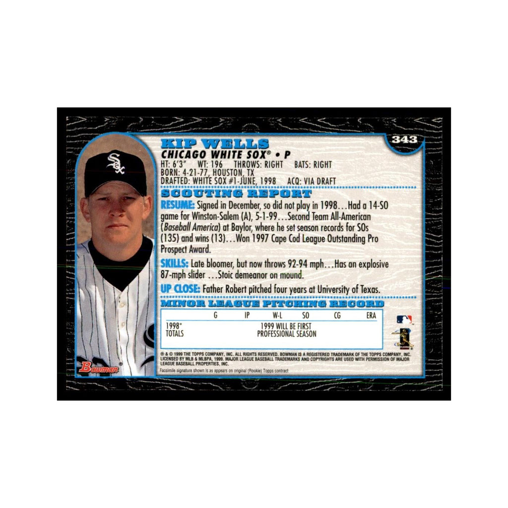 1999 Bowman Kip Wells Baseball Cards #343