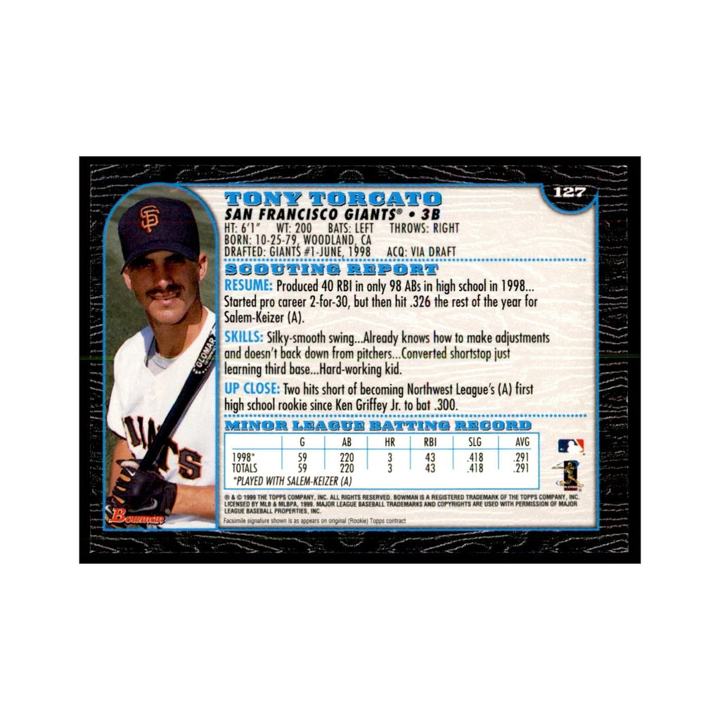 1999 Bowman Tony Torcato Baseball Cards #127