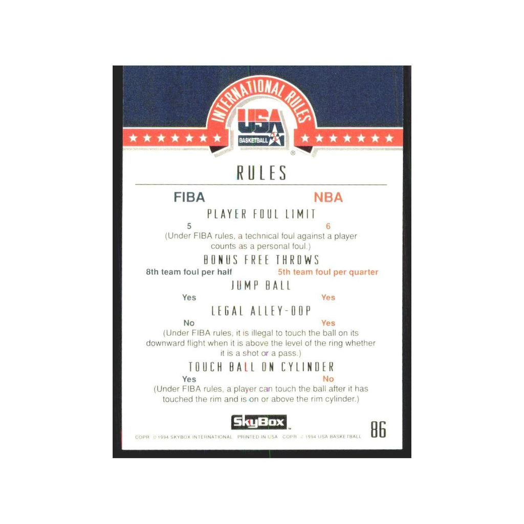 1994 SkyBox USA International Rules USA #86