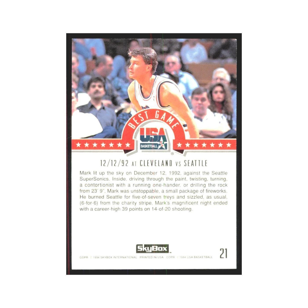 1994 SkyBox USA Mark Price USA #21