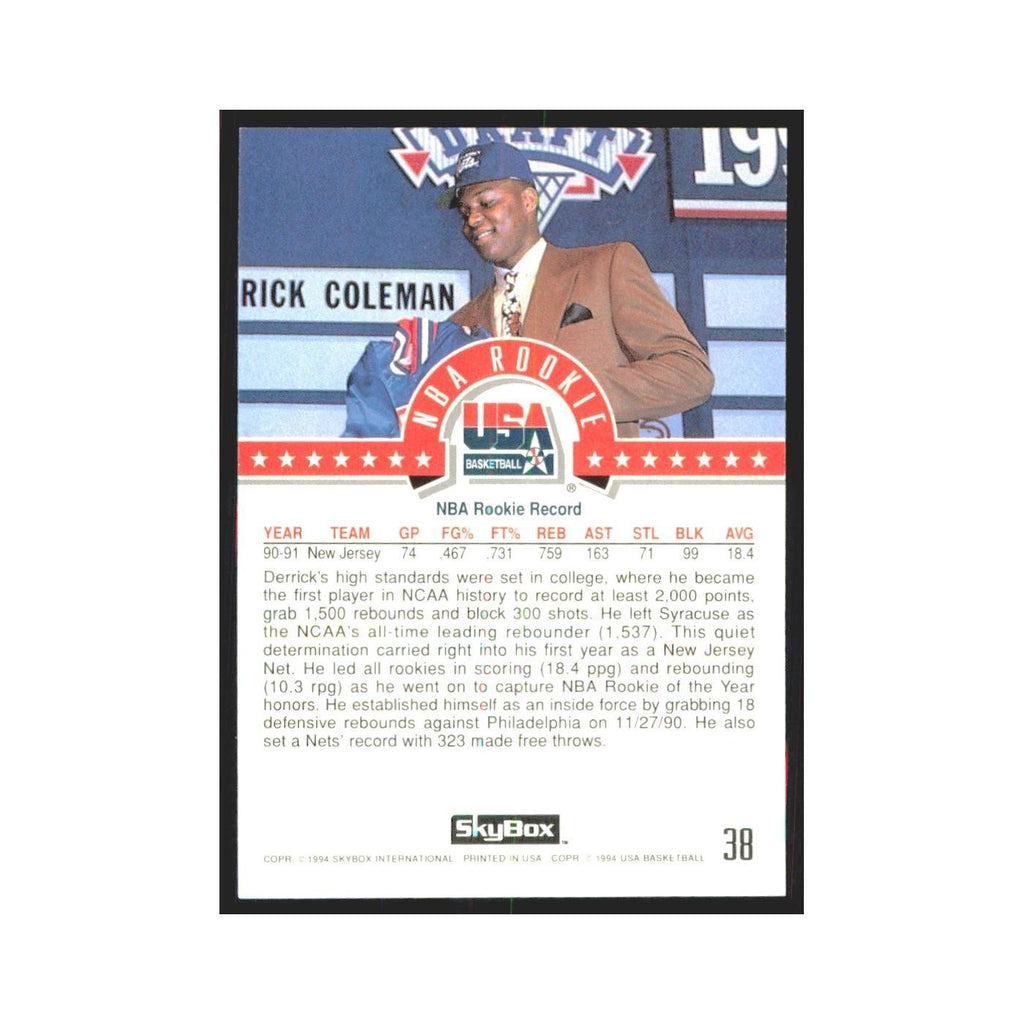 1994 SkyBox USA Derrick Coleman USA #38