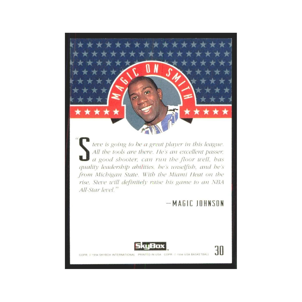 1994 SkyBox USA Steve Smith USA #30