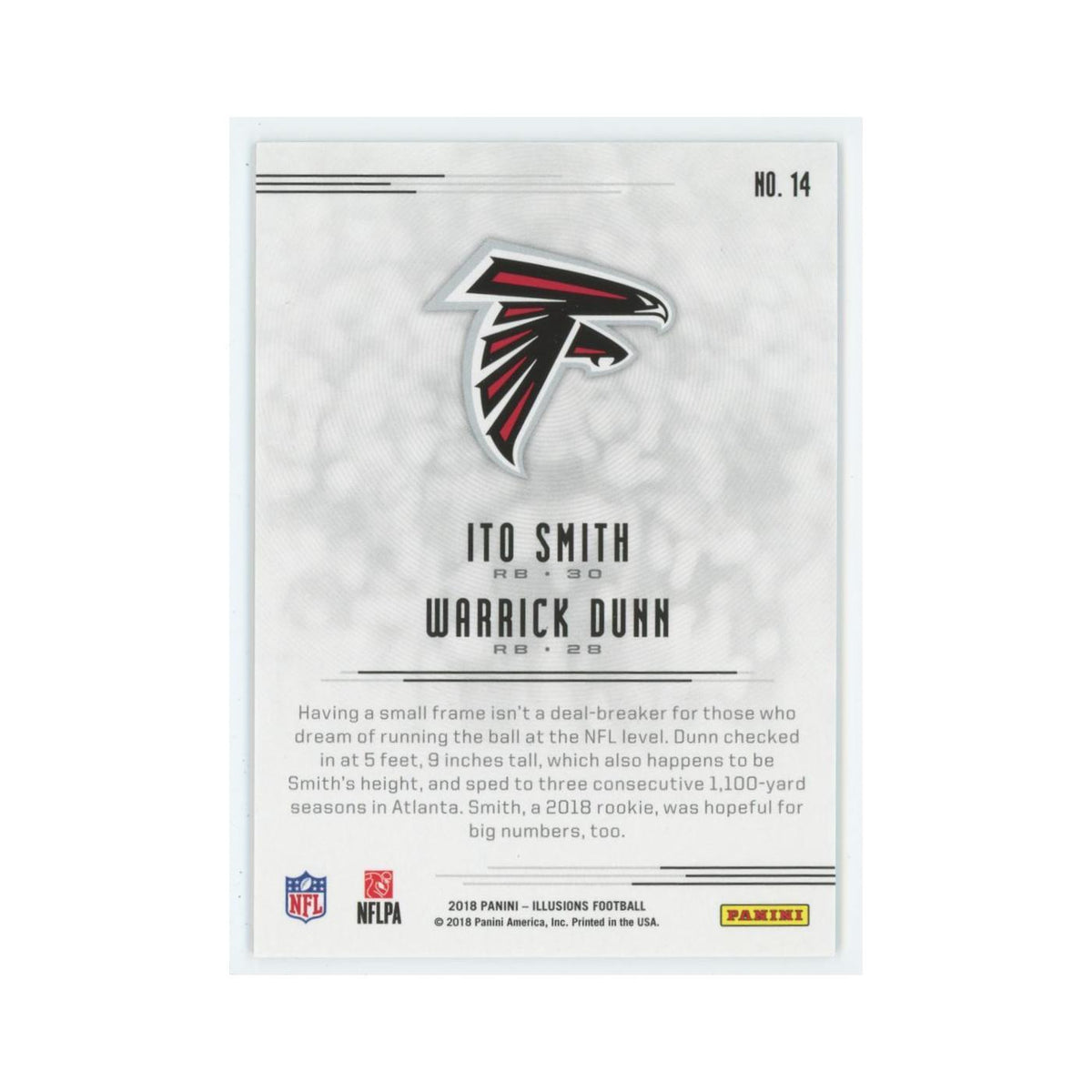 Ito Smith Warrick Dunn Rookie 2018 Panini Illusions #14 Atlanta Falcons NM