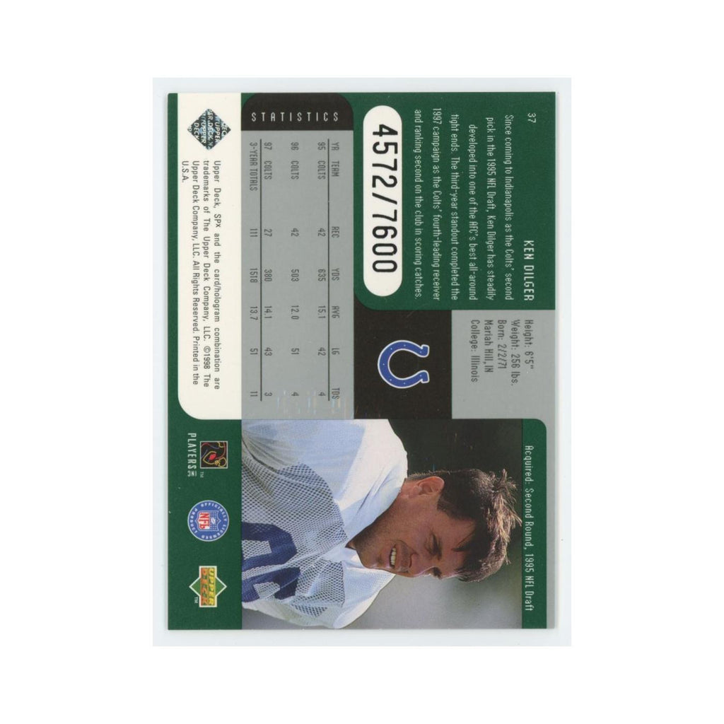 Ken Dilger #/7600 1998 Upper Deck SPx #37 Indianapolis Colts Football Card NM