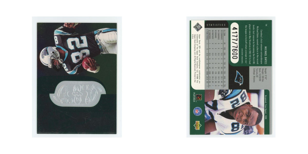Michael Bates #/7600 1998 Upper Deck SPx #14 Carolina Panthers Football Card NM
