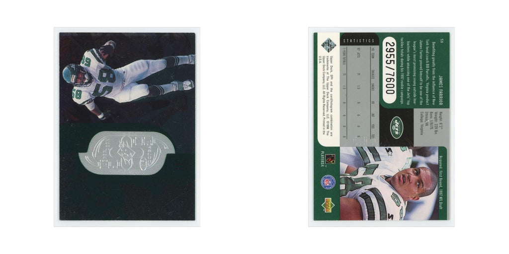 James Farrior #/7600 1998 Upper Deck SPx #59 New York Jets Football Card NM