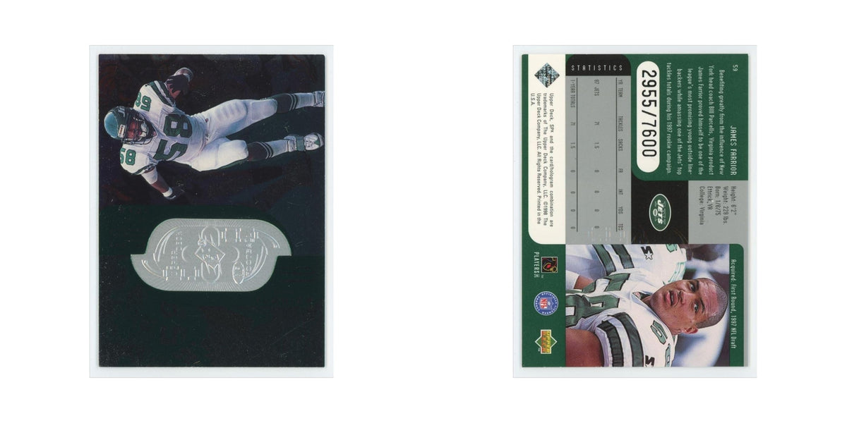 James Farrior #/7600 1998 Upper Deck SPx #59 New York Jets Football Card NM