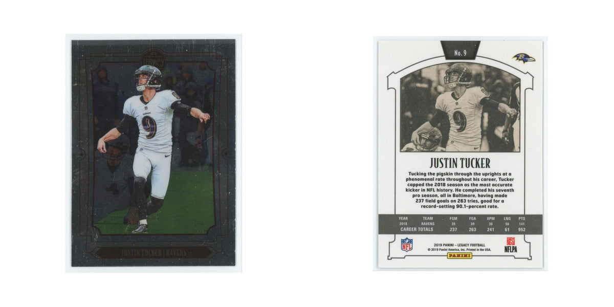 Justin Tucker 2019 Panini Legacy #9 Baltimore Ravens Football Card NM