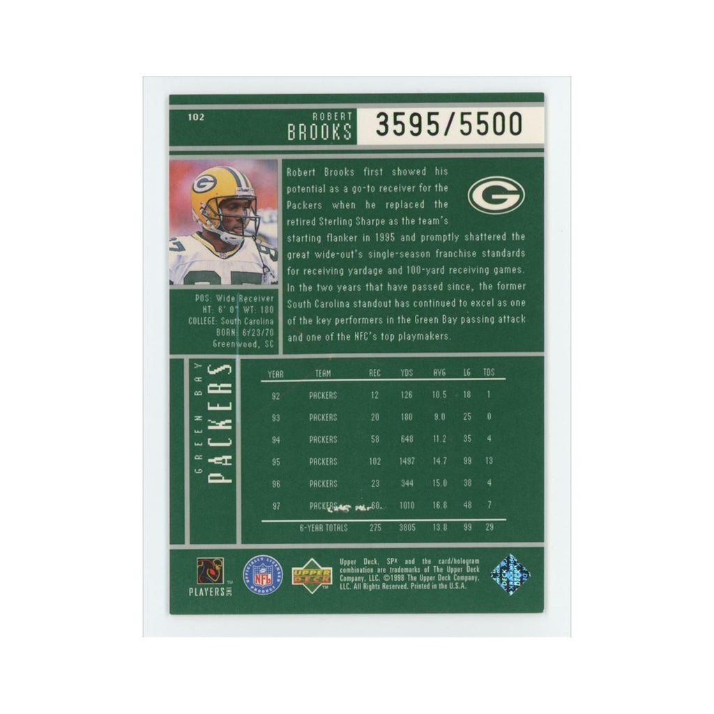 Robert Brooks #/5500 1998 Upper Deck SPx #102 Green Bay Packers Football Card NM