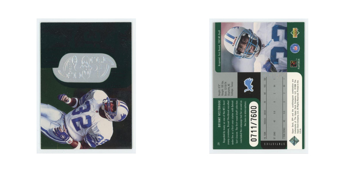 Bryant Westbrook #/7600 1998 Upper Deck SPx #29 Detroit Lions Football Card NM