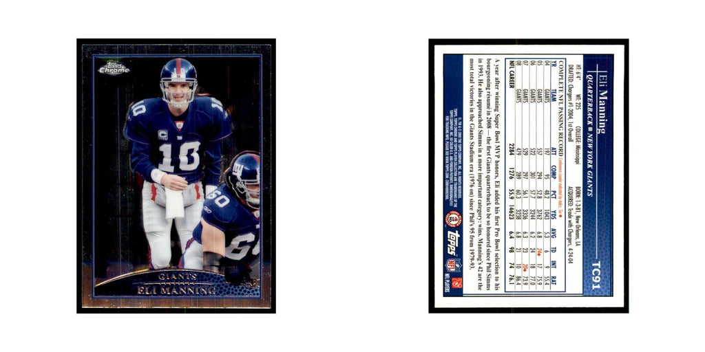 2009 Topps Chrome Eli Manning Football Cards #TC91