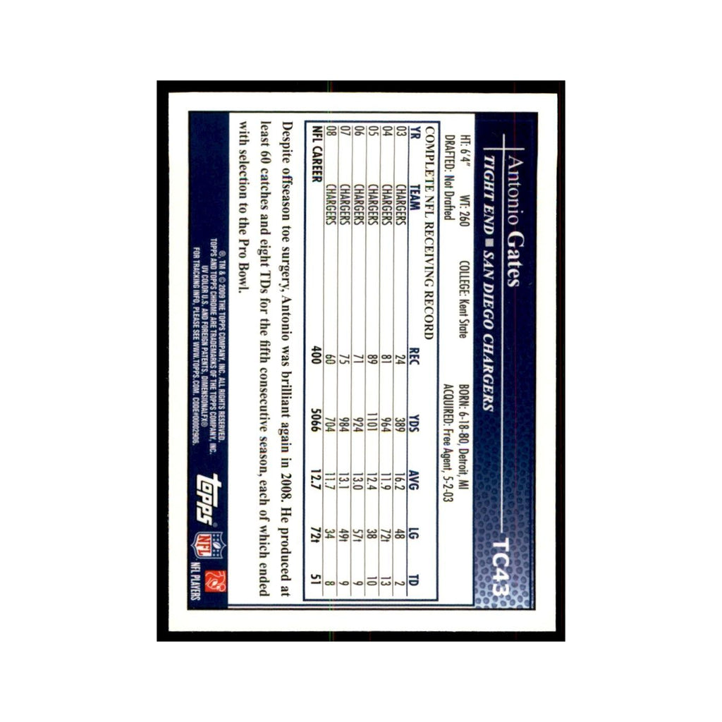 2009 Topps Chrome Antonio Gates Football Cards #TC43