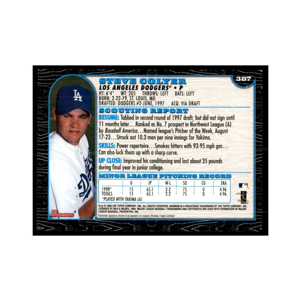 1999 Bowman Steve Colyer Baseball Cards #387