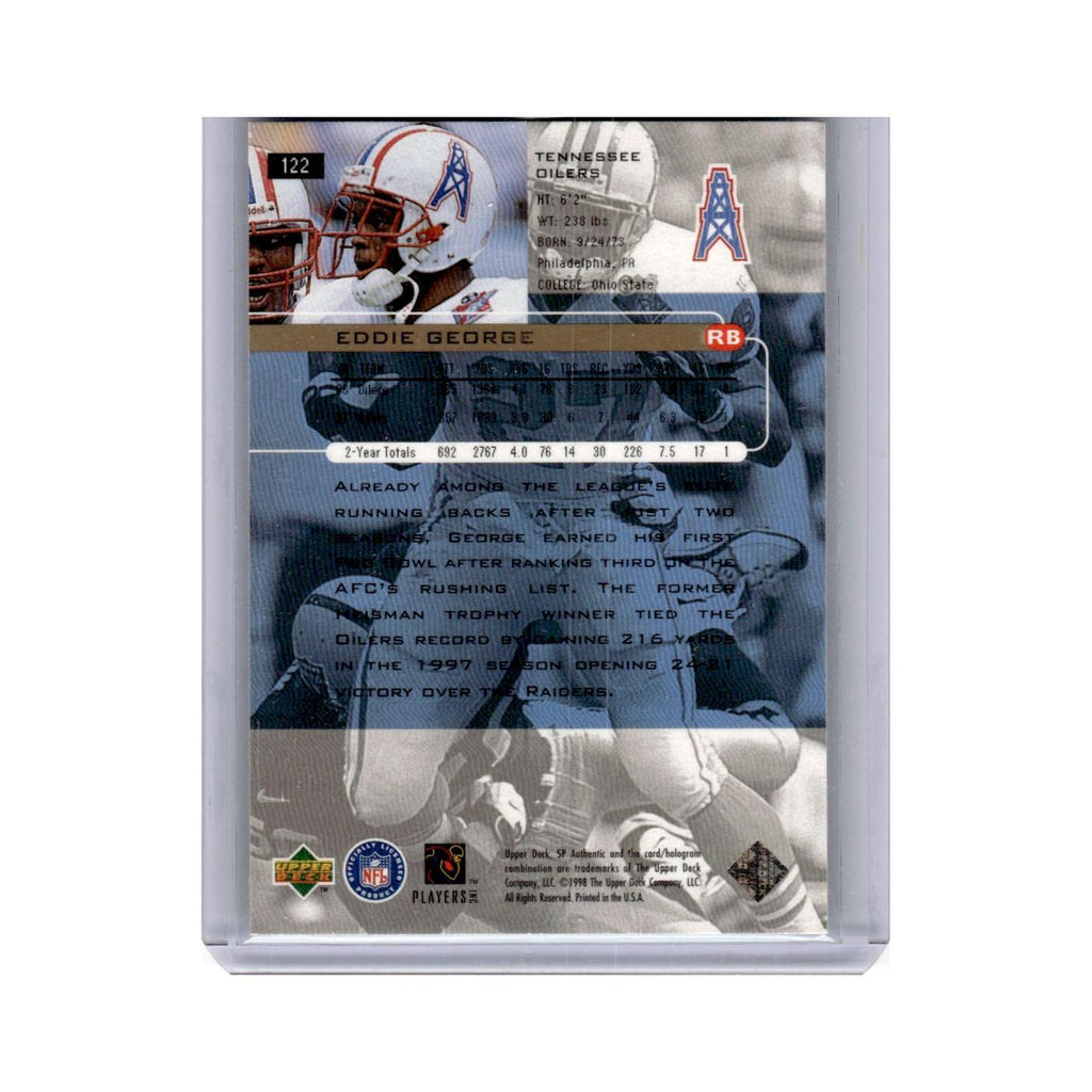 Eddie George 1998 SP Authentic #122 Tennessee Oilers Football Card NM