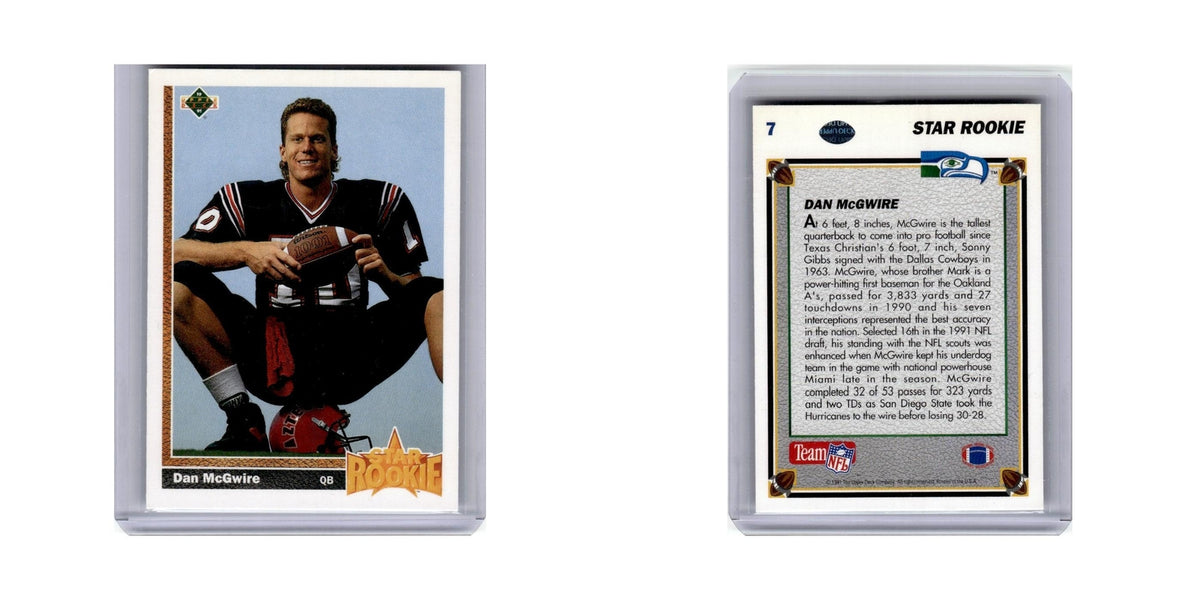 Dan McGwire Rookie 1991 Upper Deck #7 Seattle Seahawks Football Card NM
