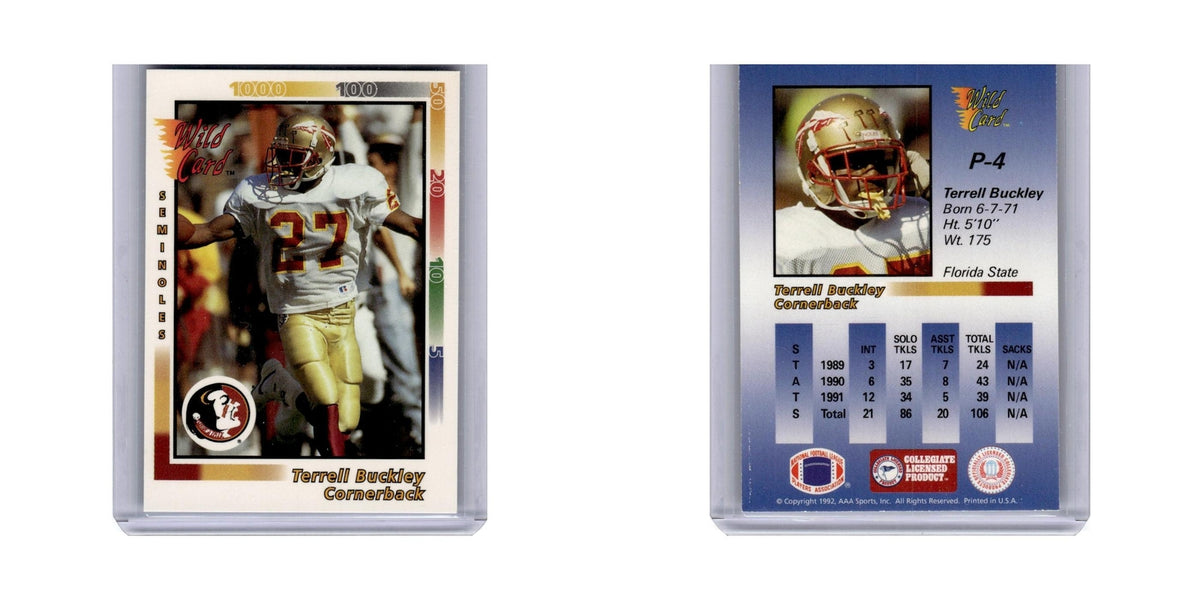 Terrell Buckley 1992 Wild Card #P4 Football Card NM