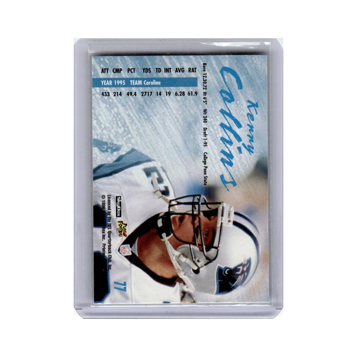 Kerry Collins Rookie 1996 SkyBox Impact #77 Carolina Panthers Football Card NM
