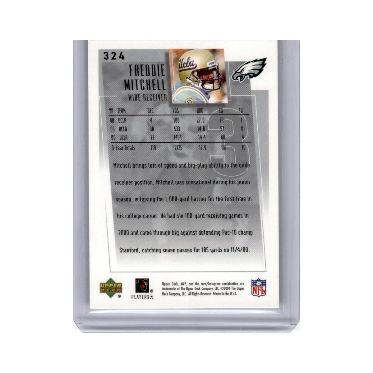 Freddie Mitchell Rookie 2001 Upper Deck MVP #324 Philadelphia Eagles NM