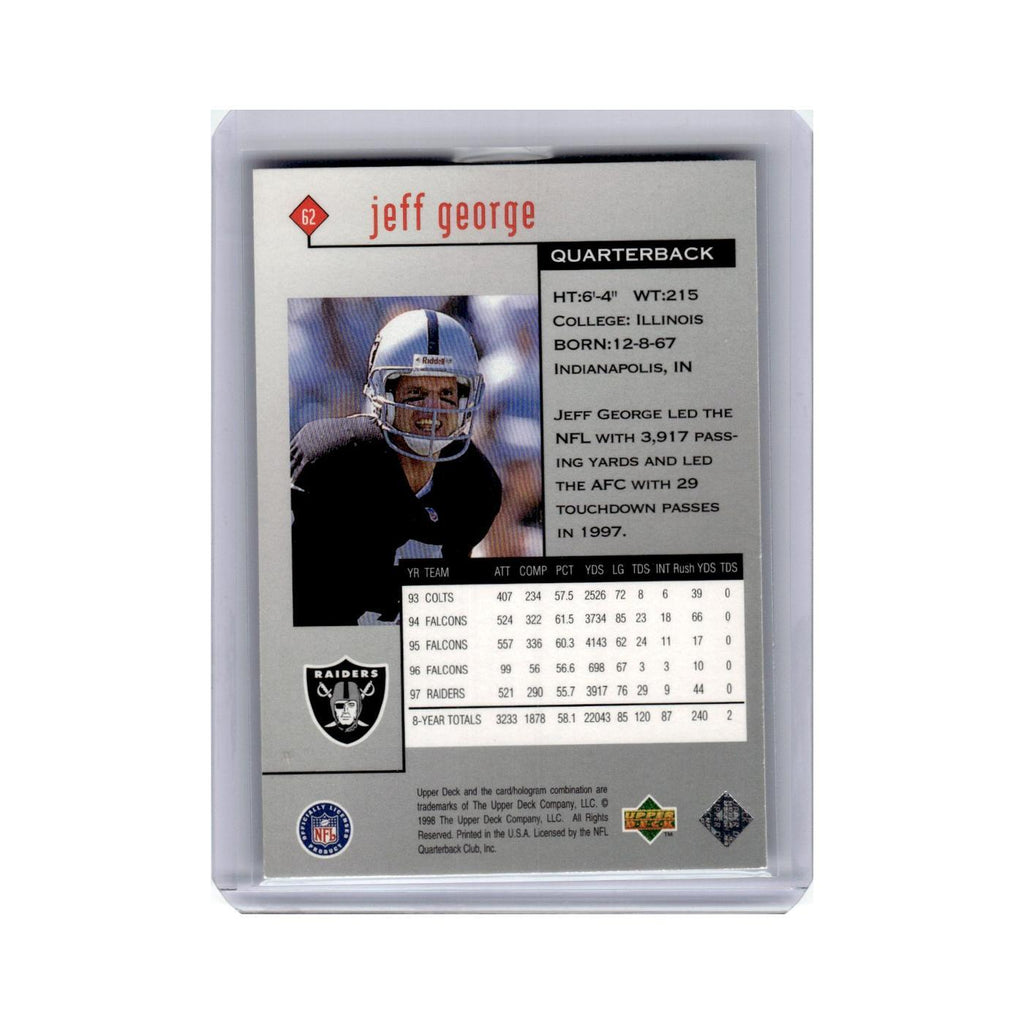 Jeff George 1998 Upper Deck Black Diamond #62 Oakland Raiders Football Card NM