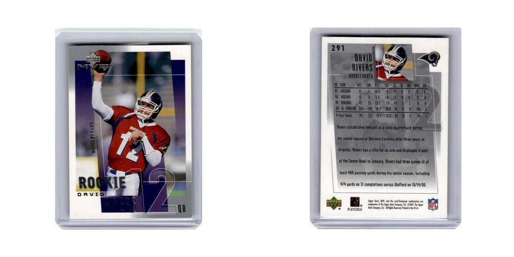 David Rivers Rookie 2001 Upper Deck MVP #291 St. Louis Rams Football Card NM