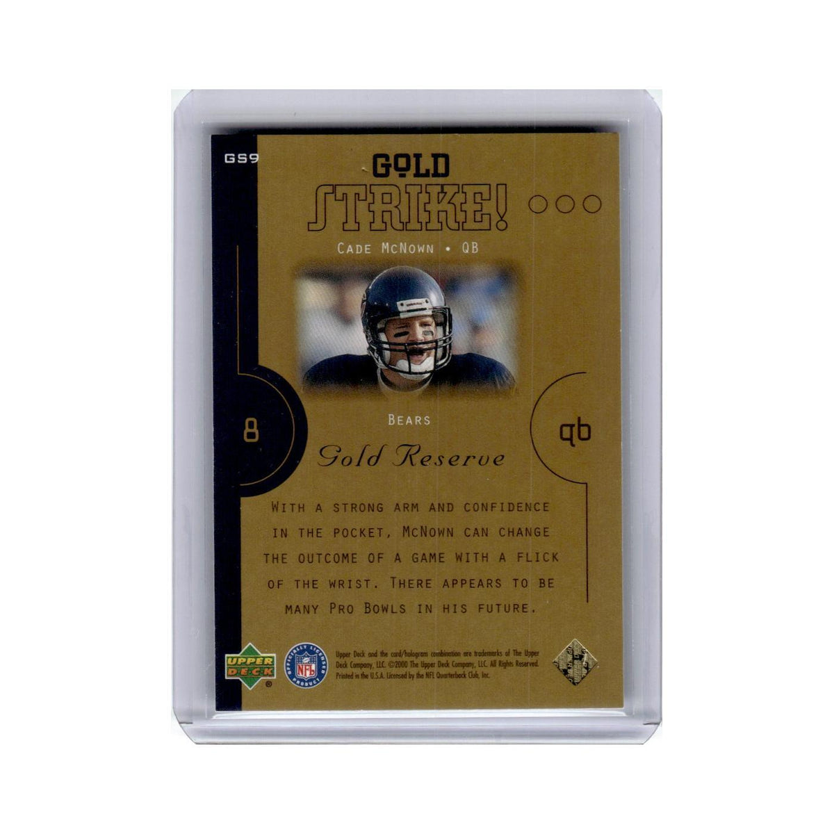 Cade McNown 2000 Upper Deck Gold Reserve Strike #GS9 Chicago Bears NM