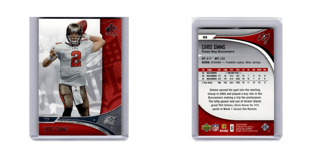 Chris Simms 2006 SP Authentic #82 Tampa Bay Buccaneers Football Card NM