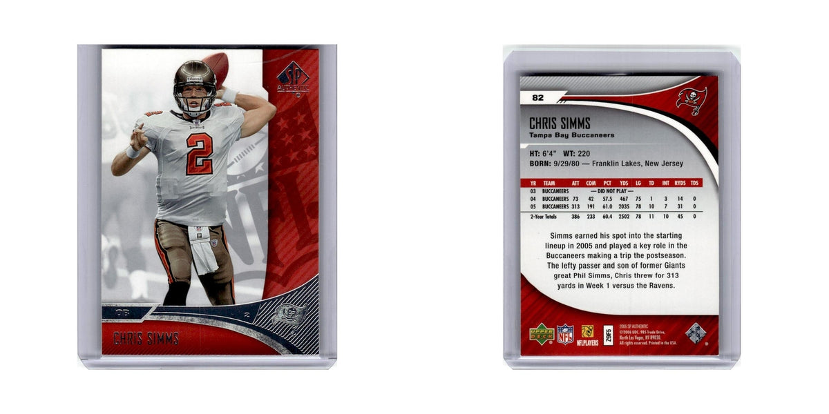 Chris Simms 2006 SP Authentic #82 Tampa Bay Buccaneers Football Card NM