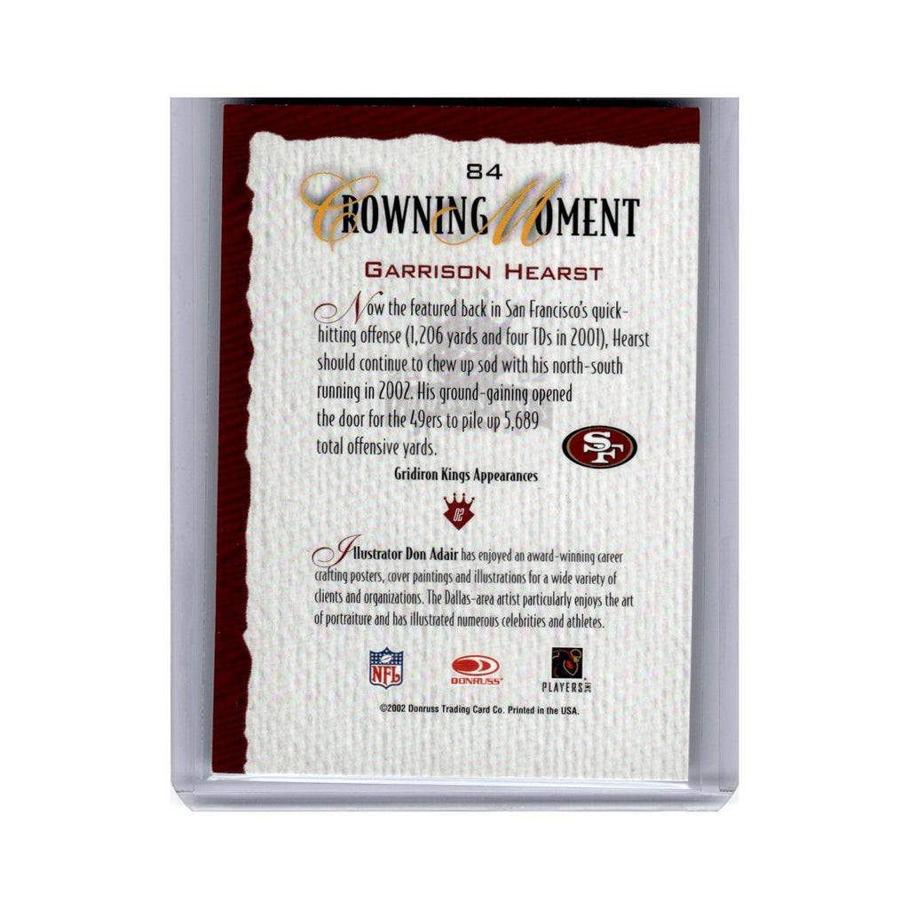 Garrison Hearst 2002 Donruss Gridiron Kings #84 San Francisco 49ers NM