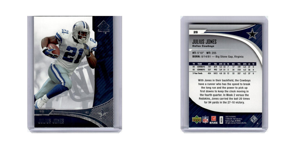 Julius Jones 2006 SP Authentic #26 Dallas Cowboys Football Card NM