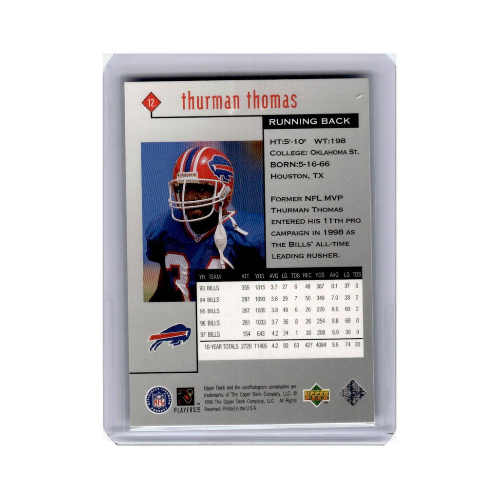 Thurman Thomas 1998 Upper Deck Black Diamond #12 Buffalo Bills Football Card NM