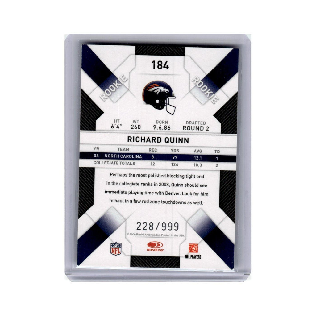 Richard Quinn #/999 2009 Donruss Threads #184 Denver Broncos Football Card NM