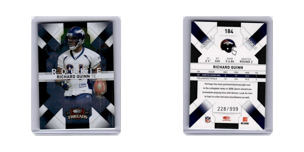 Richard Quinn #/999 2009 Donruss Threads #184 Denver Broncos Football Card NM