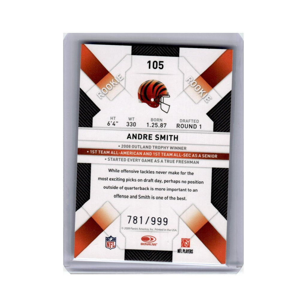 Andre Smith #/999 2009 Donruss Threads #105 Cincinnati Bengals Football Card NM