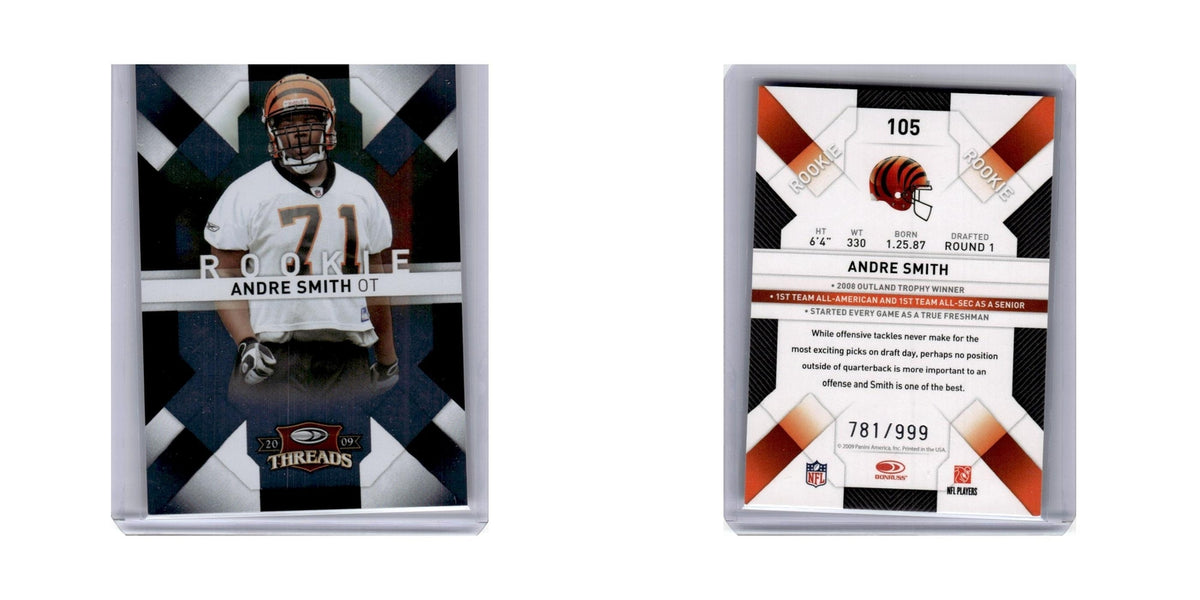 Andre Smith #/999 2009 Donruss Threads #105 Cincinnati Bengals Football Card NM