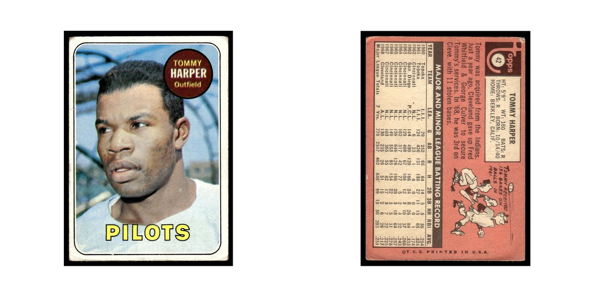 1969 Topps (Damaged) Tommy Harper Seattle Pilots #42