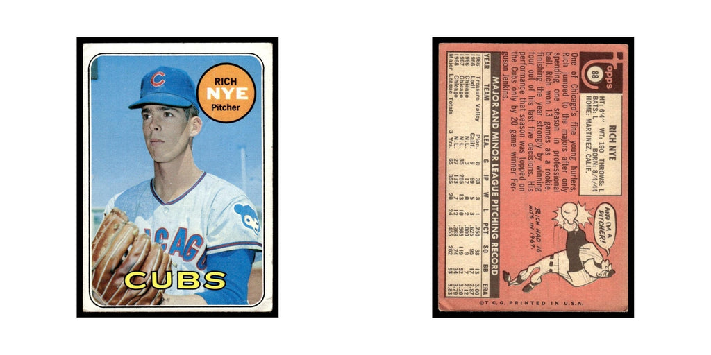 1969 Topps (Damaged) Rich Nye Cubs #88