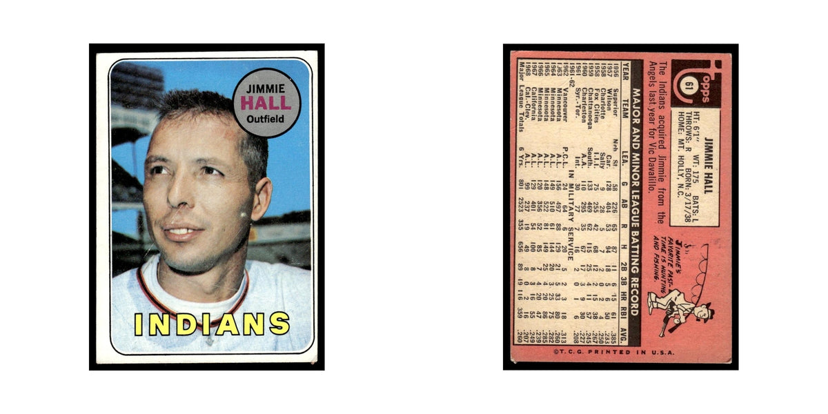 1969 Topps (Damaged) Jimmie Hall Indians #61