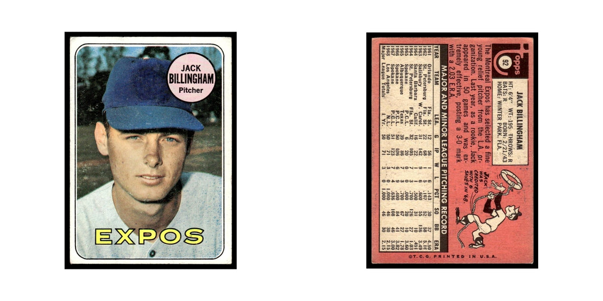 1969 Topps (Damaged) Jack Billingham Montreal Expos #92