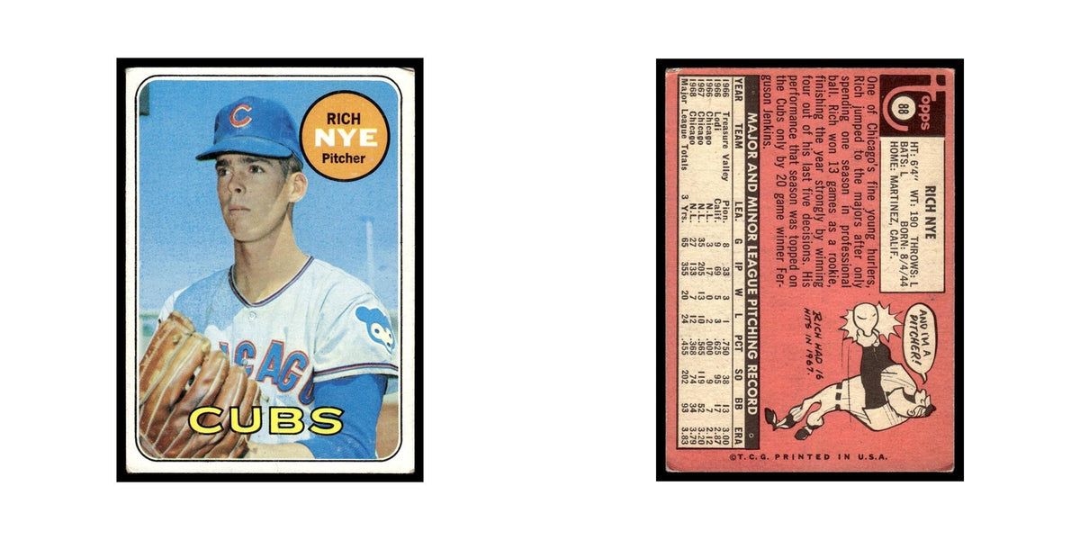 1969 Topps (Damaged) Rich Nye Cubs #88