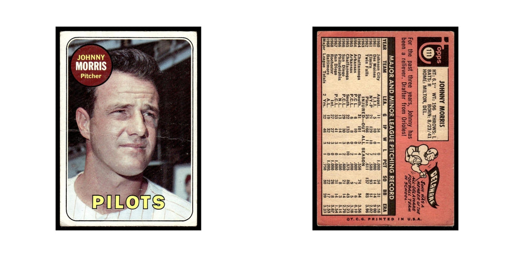 1969 Topps (Damaged) Johnny Morris Seattle Pilots #111
