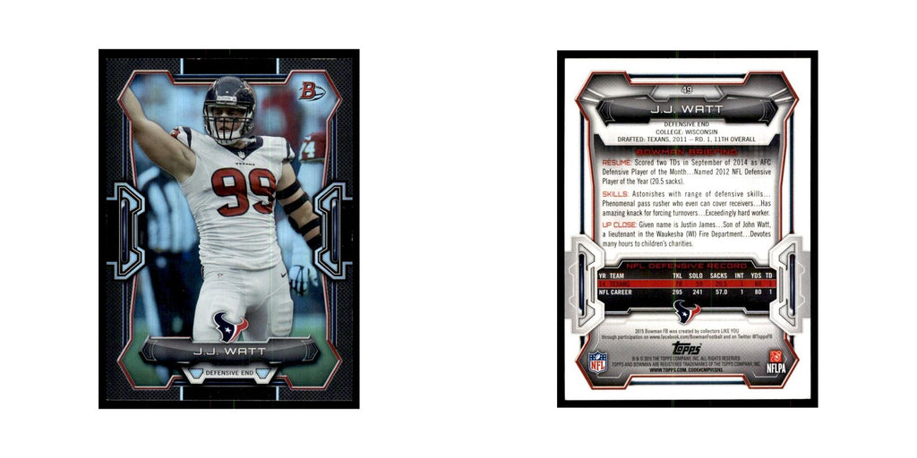 2015 Bowman Foil J.J. Watt Football Cards #49