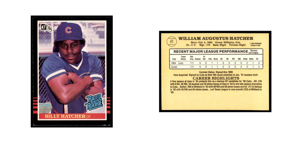 1985 Donruss Billy Hatcher Baseball Cards #41