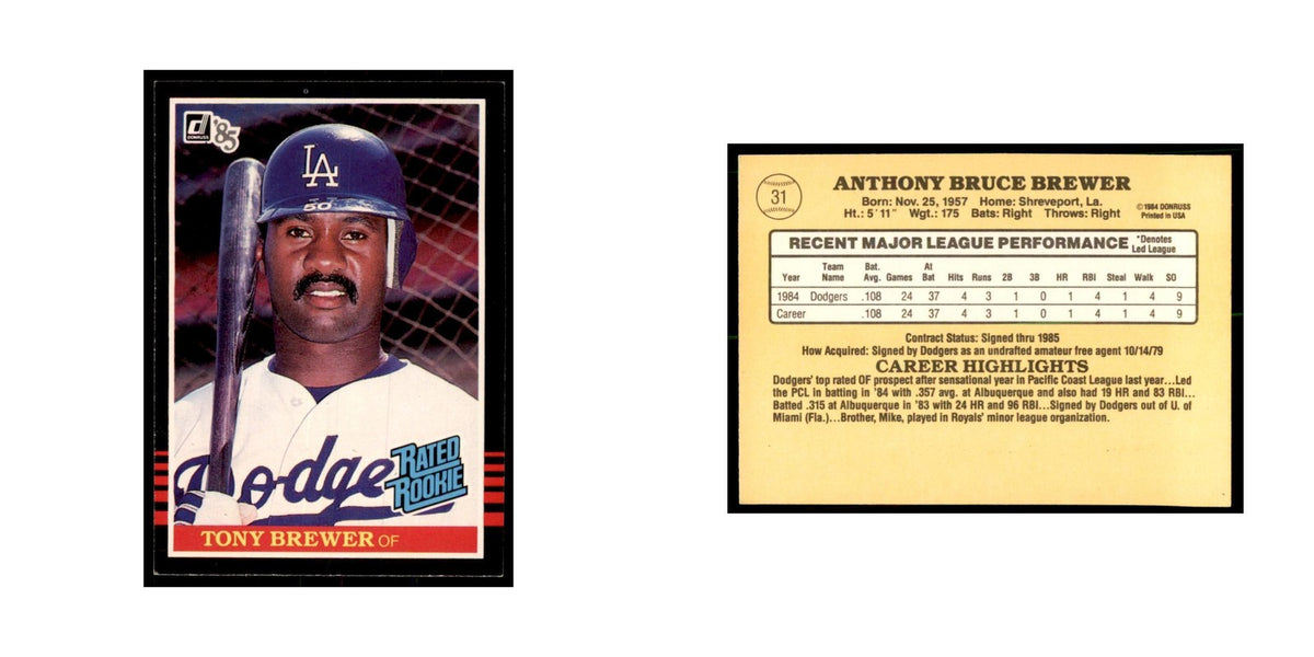 1985 Donruss Tony Brewer Baseball Cards #31
